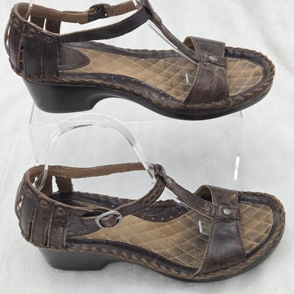 Ariat Shalimar Women's Size 8B Wedge‎ Sandals Brown T strap Western Ankle Strap - Picture 4 of 9